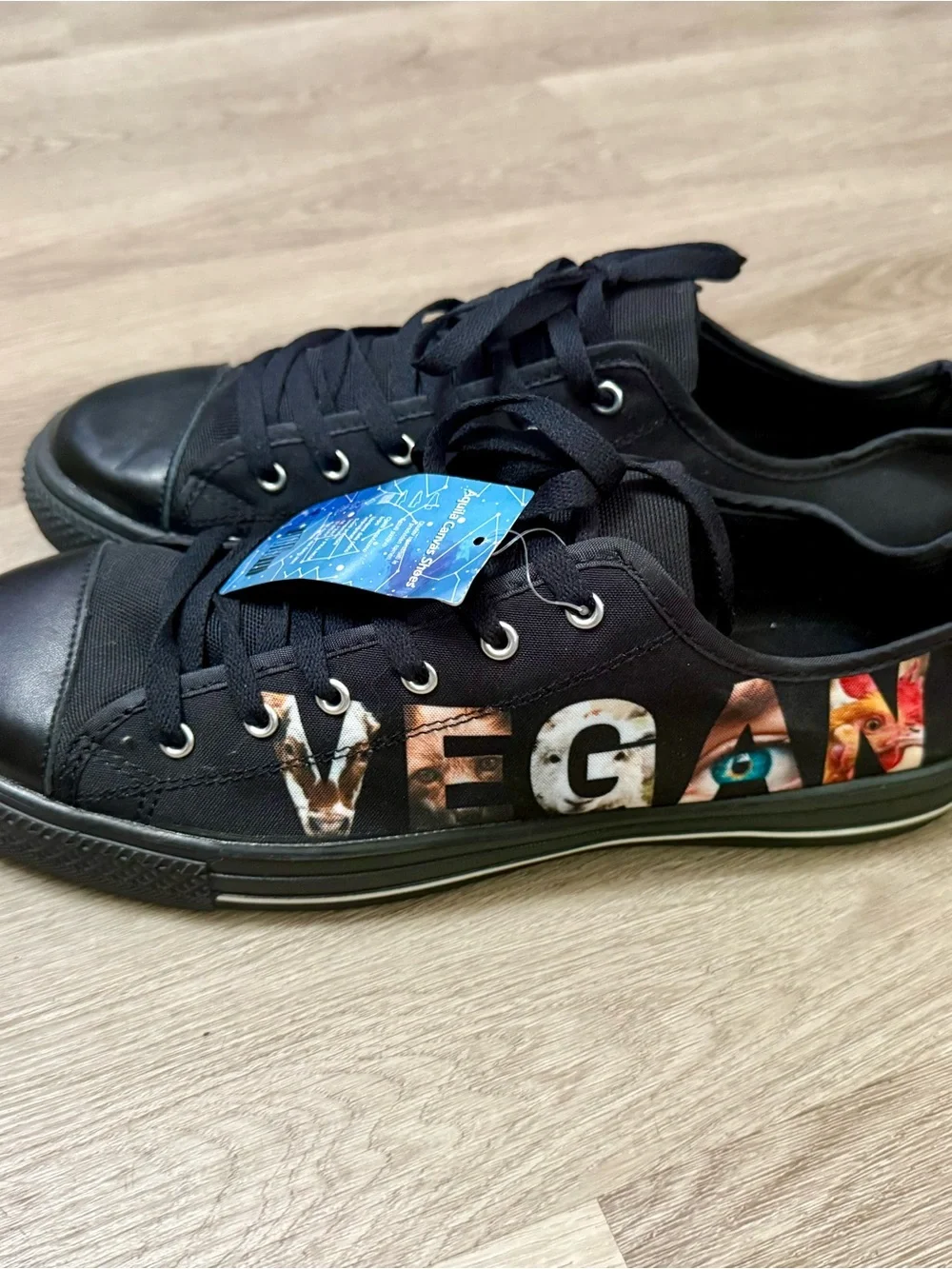 NWT Custom Vegan Graphic Canvas Sneakers